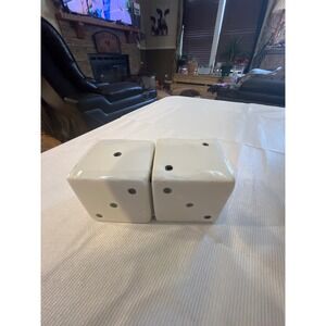 Vintage Style Ceramic Dice Salt and Pepper Shakers Set White Black Casino Retro